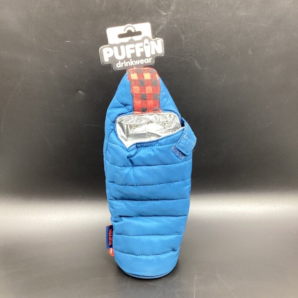 Puffin Drinkwear Insulated Sleeping Bag Beverage Bottle Beer Koozie Blue